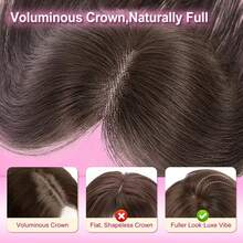 20 Inch Women Thin Hair Synthetic Hair Topper, 360° 3D Clip-In Hair Topper, Straight Hair Layered Topper For Natural Volume - Multicolor - View 4