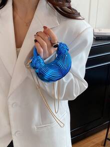 Túi xách mini nữ cao cấp màu vàng kim, dây đeo dệt sang trọng, ví cầm tay dự tiệc, phụ kiện thời trang độc đáo, ví đựng tiền xu nhỏ xinh dành cho phái nữ. - Màu xanh lam - Xem 10