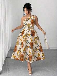 Vestido maxi de punto con estampado floral azul y blanco para mujer de talla grande, adecuado para volver al colegio, graduación, San Valentín, festival de música, Día de la Madre, Halloween, Acción de Gracias, Pascua, Baile de graduación, citas, temporada de bodas, viajes al aire libre - Albaricoque 3 - Ver 7