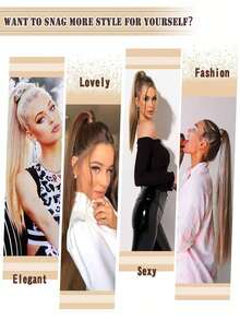 18-34 Inch Long Ponytail Extensions, Wrap Around Synthetic Hair Piece, Clip-In Ponytail Hair Extensions, Women Straight Hair Extensions - Natural Black - View 12