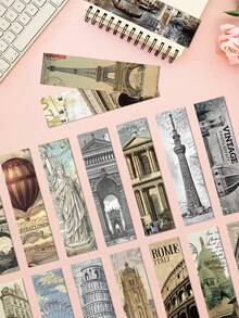 30pcs Retro World Architecture Paper Bookmarks - Bookmarks And Index Tabs For Books And Planners - Decorative Reading Accessories - Perfect For Gifting - 30pcs/pack - View 5