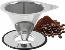 Mongdio Pour Over Coffee Dripper, Stainless Steel Coffee Dripper, Reusable Metal Coffee Filter, Double Mesh Design Of Pour Over Coffee Maker With Removable Base, 1-2 Cups - ColorA - View 1