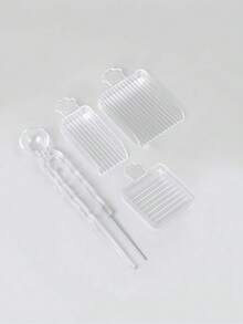 4pcs Cute Pink Paw Shaped Craft Tool Set: Including Sorting Tray, Storage Box And Tweezers, Handmade Craft Supplies - Multicolor - View 3