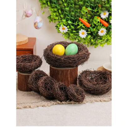 1 chiếc tổ chim bằng cỏ đan trông như thật, thích hợp cho việc làm vườn, tự làm tổ chim trên cành cây, trang trí tổ chim nhân tạo mùa xuân, phù hợp để trang trí sân vườn, làm vật trang trí bàn và phụ kiện tiệc tùng. Lý tưởng cho lễ Phục sinh, mùa xuân, đám cưới, tiệc sinh nhật và trang trí tiệc theo chủ đề.