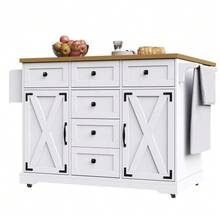 High-Quality Kitchen Island, Multifunctional Serving Cart With Wood Finish And Ample Storage Space, Mobile Sideboard, Kitchen Cart For Dining Room, Living Room, Kitchen, Black Color. - White - View 9