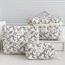 3 pièces Ensemble de sacs cosmétiques matelassés, comprenant un ruban, un organisateur de voyage floral, un décor de chambre, un sac, un sac à maquillage, une coiffeuse, un sac de voyage, un sac cosmétique, des accessoires de voyage, une boîte de rangement, un meuble, des accessoires de voyage, un sac cosmétique, un sac de toilette, un organisateur de bureau, un sac cosmétique, des accessoires de voyage, un sac, des accessoires de voyage, des accessoires de coiffeuse, un petit sac à maquillage - Noir et Blanc - Voir 7