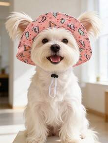 Sombrero de sol a prueba de viento lindo, material de poliéster, diseño con orejas expuestas, antideslizante y antidesprendimiento, accesorio esencial para perros y mascotas, adecuado para que mascotas pequeñas lo usen al aire libre todo el año - Multicolor - Ver 4