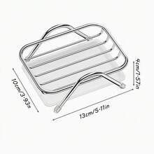 1pc Rectangular Soap Dish - With Automatic Drainage Design, This Thick Stainless Steel Soap Holder Has Excellent Durability And Is A Practical Bathroom Accessory, Designed Specifically For Bathroom Use - Silver - One Size - View 2