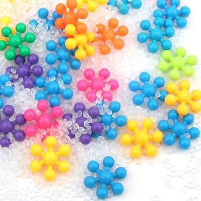 120pcs/360pcs Plum Blossom Building Blocks Set, 3D Snowflake Puzzle Bricks, Random Colors, Suitable For Children 3+ Years Old, Early Education Toys, Family Friendly Games, Kindergarten Teaching Aids, Free Combination And Planar Pattern Design, Gift For Kids, No Battery Required
