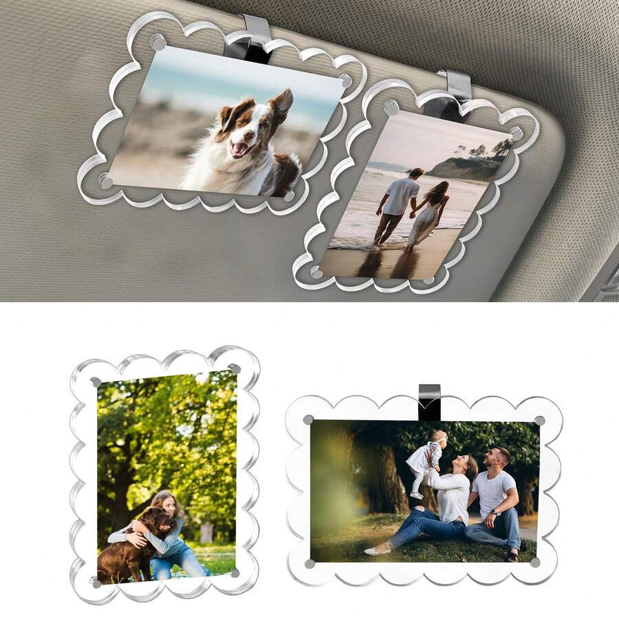 1 Piece Of Universal PVC Magnetic Clip For Car Sun Visor - Photo Display Of Sun Visor Wallet, Cute Pet Car Accessory, Couple Gift, Holiday Gift - 1PC - View 1