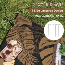 Washable Outdoor Modern Waterproof Print Area Rug Easy To Clean Stain Resistant Thin Bordered Floor Mat Throw Rug For Camping Patio RV Camping Beach Deck Picnic Backyard Camping - 黑棕色 - 查看 7