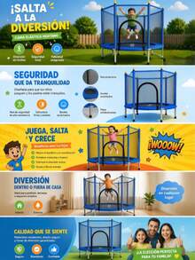 Trampolín Infantil con Red Resistente para Niños Uso Interior y Exterior - Rojo - Ver 2
