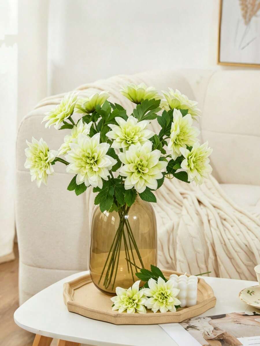 MEHELANY 6 bông hoa cúc Gerbera nhân tạo màu xanh nhạt, thân dài, hoa giả bằng lụa 19,68 inch, hoa thược dược giả dùng để tự làm bó hoa cưới, trang trí bàn tiệc cô dâu, cắm hoa, trang trí nhà cửa, trang trí tiệc ngoài trời mùa xuân, trang trí vòng hoa và cổng vòm thủ công, quà tặng Ngày Valentine, Ngày của Mẹ, tiệc cô dâu, sinh nhật, dành cho phụ nữ và bé gái, trang trí tiệc mừng em bé, vật liệu làm hộp hoa, hoa hồng giả - màu xanh lợt - Xem 1