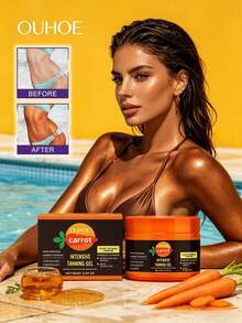 OUHOE 150g Carrot Oil Tanning Gel - Moisturizing Hydrating Accelerate Tanning Natural Bronze Luster Even Skin Tone Face & Body Intensive Self Tanning Gel Refreshing Breathable - 紫紅色 - 查看 1