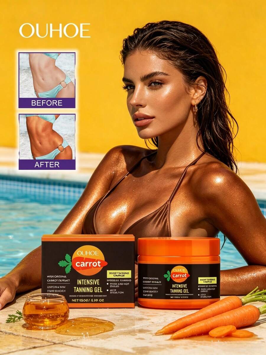 OUHOE 150g Carrot Oil Tanning Gel - Moisturizing Hydrating Accelerate Tanning Natural Bronze Luster Even Skin Tone Face & Body Intensive Self Tanning Gel Refreshing Breathable - 紫紅色 - 查看 1