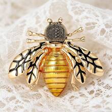 Broche de abeja grande con efecto de esmalte goteado, accesorio de flor y decoración de insecto de alta gama para ropa de mujer, regalo para familiares y seres queridos - Abeja dorada - Ver 5