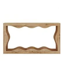 Console Table With Wavy Edges, 2-Tier Shelf, Long Wood-Look Table, Decorative Living Room Table, Entryway Shelf, Natural Edge Design, Side Table - 自然色 - 查看 10