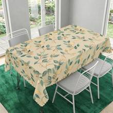 1pc Eucalyptus Leaf Print Polyester Tablecloth, Suitable For Kitchen, Dining Room, Holiday, Banquet, Party Table Decor - Multicolor - View 8
