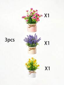 3盆仿真花盆栽，塑料材质，仿真花，仿真植物，适用于婚礼装饰、情人节礼物、假植物、桌面装饰、花园装饰、室内装饰、办公桌装饰、家居装饰、花园装饰、学校宿舍办公室装饰 - A - 查看 9
