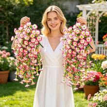2pcs Artificial Violet Hanging Flowers, Home Garden Wall Decor, Violet Plants For Birthday Wedding Decoration - Multicolor - View 3