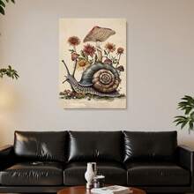 Framed [2D Flat] 1pc, 2D Flat, , Vintage Bohemian Style Snail Flower Mushroom Print, Melancholic Snail Wall Decor, Snail Print, Bohemian Floral Woodland Snail Cottage Style Wall Decoration, Interesting Canvas Wall Art, Suitable For Home Bedrooms - 有框畫 - 查看 5