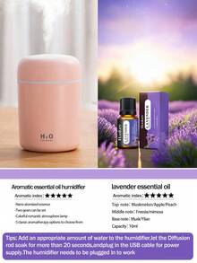 3.07 * 3.07 * 4.69 Inch 300ml Desktop Ultrasonic Cool Mist Humidifier With Aroma Diffuser, Quiet Operation, Dual Mist Modes, Auto Shut-Off, Suitable For Bedroom, Nursery, Office, Home, Grey/White/Pink - Multicolor - View 27