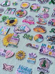 10pcs/20pcs Random Pattern & Color Embroidered Patches, Clothing Repair Accessories, DIY Decoration For Bags, Shoes, Hats, Journals, Home Decor - Mental Illness Monthly Payment - View 4