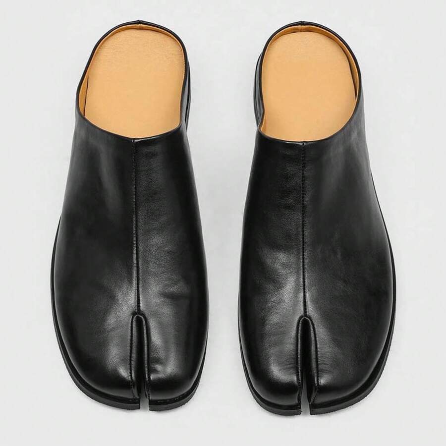 Retro Pig-Trotter Split-Toe Shoes, Half-Closed-Toe Slippers For Men, Summer Outdoor Wear, Niche Slip-On Half-Slippers - Black - View 1