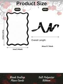 12/24/100 pièces Cartes de place en forme de coquille avec ruban, cartes de nom de table, cartes de siège de mariage DIY avec ruban en polyester, convient pour mariage, anniversaire, banquet - Voir 3