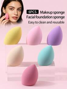 6pcs Multi-Color Beauty Sponges, Makeup Blending Tools For All Skin Types - Multicolor - View 10