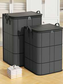 1 pieza Caja de almacenamiento con estilo de cajón, Caja de almacenamiento de ropa y ropa de cama, Caja de almacenamiento para el hogar, Caja de almacenamiento de muñecas de peluche, Tela talla grande gruesa actualizada, Asa talla grande ancha y talla grande cómoda, Adecuada para almacenamiento en el hogar, almacenamiento y regalo a familiares y amigos - Gris - Ver 2