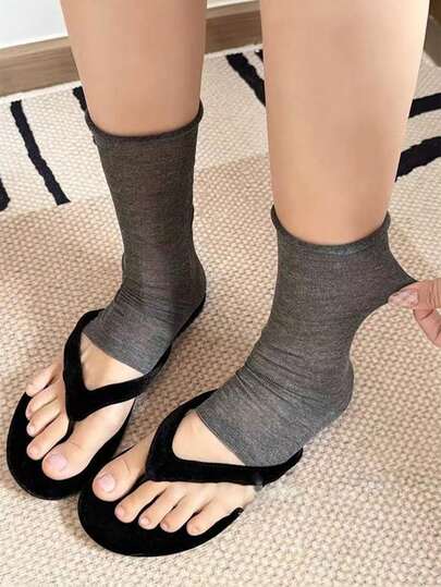 4 đôi tất cổ ngắn kiểu ballet màu xám, tất cao đến đầu gối đa năng dành cho nữ, mùa xuân/hè.