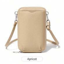 Classic And Minimalist Women's Handbag Fashionable PU Leather Large Capacity Shoulder Bag Solid Color Crossbody Zipper Phone Bag - SJ641-2-grey - View 9