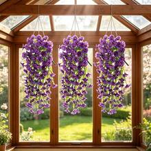 2pcs Artificial Violet Hanging Flowers, Home Garden Wall Decor, Violet Plants For Birthday Wedding Decoration - Multicolor - View 6