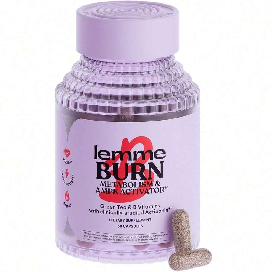 Lemme Burn - Metabolism, Belly Fat Burning + AMPK Activating Supplement For Men & Women W/Clinically Studied Actiponin Gynostemma, Green Tea Extract, Vitamins B6 & B12 - Gluten Free, 60 Count - 60 Count - View 1