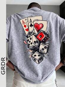 GRDR Men's Summer Printed Graffiti Short Sleeve Fashionable T-Shirt, Suitable For Summer - Light Grey - View 2