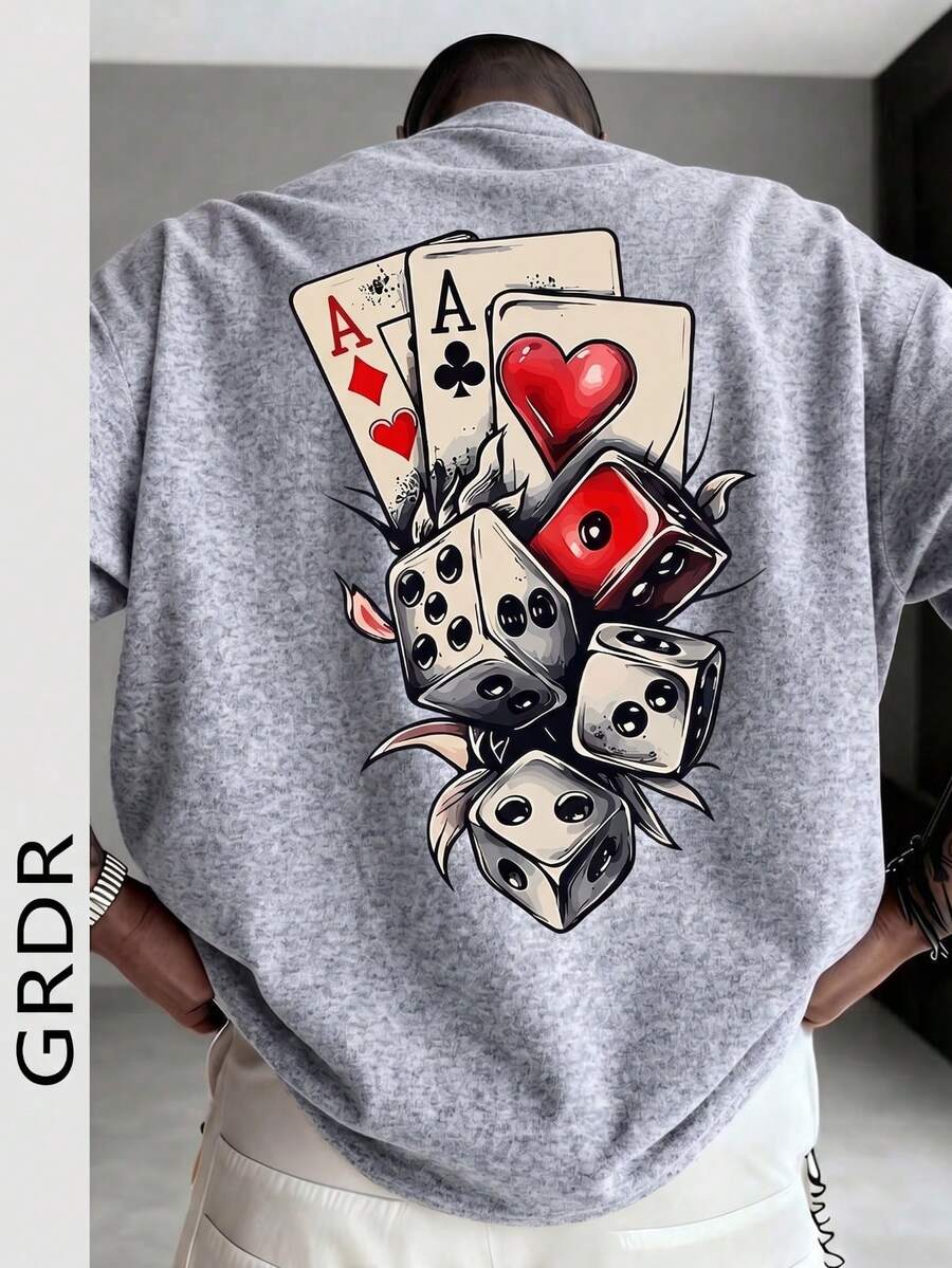 GRDR Men's Summer Printed Graffiti Short Sleeve Fashionable T-Shirt, Suitable For Summer