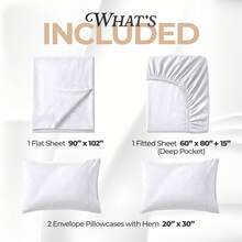 Beddora Queen Size Bed Sheet Set In Bright White – 4 Piece Microfiber Sheets, Ultra-Soft, Deep Pocket, Wrinkle-Resistant, Easy Care, Adult - trắng - Xem 8