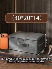 1pc Foldable, Washable Solid Color Multi-Functional Storage Box With Cover, Wardrobe Organizer, Portable Clothes Storage Container - Grey - View 9
