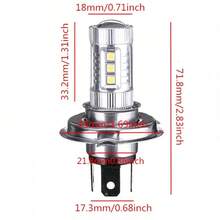 2个80W H4摩托车大灯远近光灯泡，6000K 1500流明 LED白光 - WHITE - 查看 4