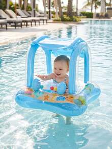 1 chiếc phao bơi hình chuông dày dặn, chất liệu PVC màu xanh/hồng, đồ chơi phao bơi đeo nách dùng ở bãi biển. - Nhiều màu - Xem 3