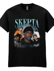 Skepta T-Shirt For Rap, Hip Hop, Grime, JME, Drill, CentralILCee, D Double; Suitable For Outdoor Leisure, Breathable, And Perfect For All Seasons, Unisex, Available As A Slogan Shirt, Quote Shirt, With Minimalist Graphic Design Or Fun Motif. Ideal For Beach Parties, Surfing, Picnics, Or As A Gift. Perfect As An Airport Outfit And For Every Season: Spring, Summer, Autumn, And Winter. Coordinated Sets For Women In Summer, Subtle Summer Outfits, Summer Coordinators, Ball Gowns, Birthday Dresses, Party Outfits, Autumn, Winter, For All Seasons, Rave Outfits, Office Wear KC25 - Black - View 1