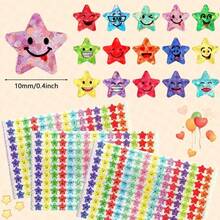1500pcs/Set 5-Pointed Star & Smiling Face Stickers, 15 Expressions 1500 Mini Stickers 0.4 Inch Smiling Face Stickers, Stationery Stickers For Pencils, Backpacks, Skateboards, Crafts, Scrapbooking, Envelopes, Gift Boxes, Cake Baking, 10 Sheets Scrapbook Supplies - Cartoon - View 2