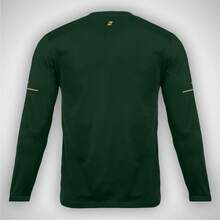 Men's Long-Sleeved T-Shirt, Regular Length, Boat Neck, In Polyester With A Diamond Print. - Moss - View 3