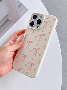 1 chiếc ốp lưng điện thoại cá nhân hóa họa tiết vải thiều trắng mờ, nơ hồng và trái tim hồng, dành cho iPhone 16 Pro Max, 15/14 Plus/13/12/11. - Nhiều màu - Xem 4