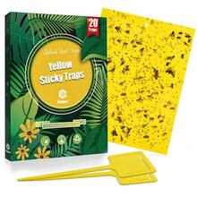 Gideal 20-Pack Dual-Sided Yellow Sticky Traps For Flying Plant Insect Such As Fungus Gnats, Whiteflies, Aphids, Leafminers,Thrips - (6x8 Inches, Included 20pcs Twist Ties) - 20-pack - View 1