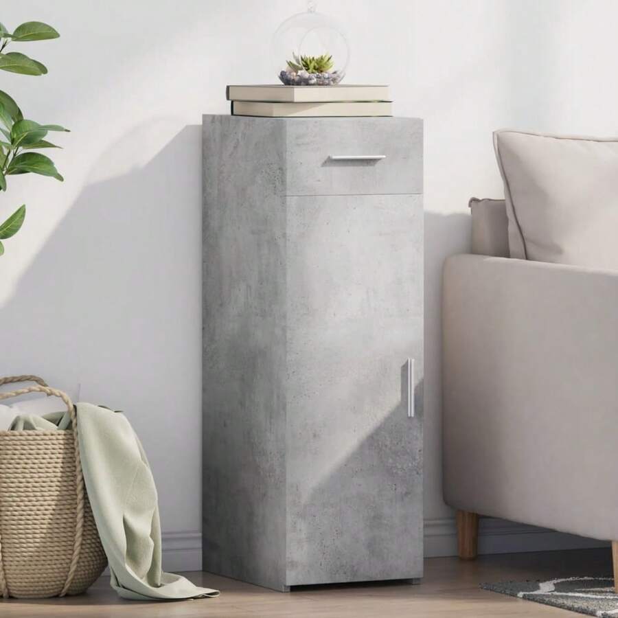 Credenza Grigio Cemento 30x42,5x93 cm in Legno Multistrato - Grigio - Visualizzare 1