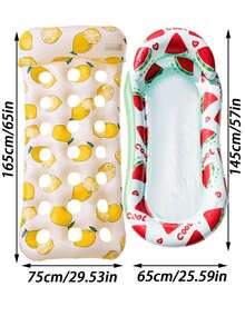 1pc Lemon & Watermelon Inflatable Pool Float, PVC Material, Portable Floating Bed For Summer Leisure Vacation, Suitable For Pool Party, Pump Needs To Be Purchased Separately - Multiple Styles - View 10