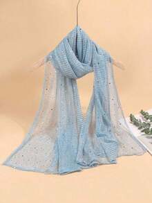 1pc Women's Lightweight Solid Color Sequin Bandana Scarf, Headscarf, Middle Eastern Hijab, Decorative Shawl, Sun Protection Beach Wrap, Suitable For Daily Use - 黑-1 - 查看 1