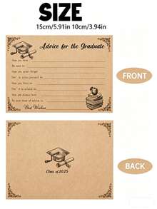 24pcs Graduation Greeting Cards - For Class Of 2026, Double-Sided Fillable Suggestion Cards, Suitable For High School & College Graduation Party Supplies - Brown - View 4
